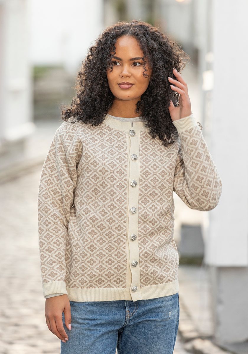 Elida kofte Beige/hvit
