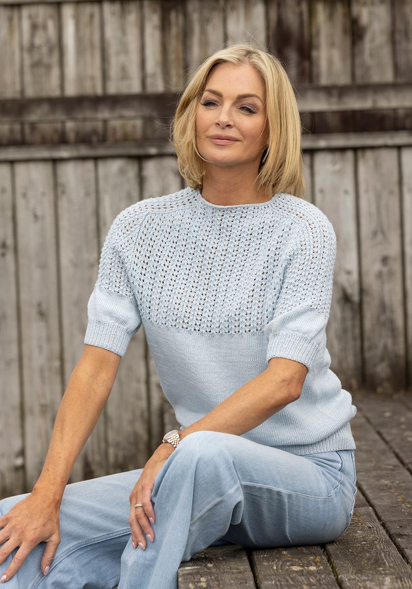 Perle topp lys blå- Oppskrift